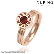 13891 Fashion Fancy CZ anillo de dedo de la joyería de acero inoxidable chapado en oro redondo para las mujeres